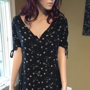Black floral mini dress